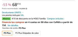 Disco duro Crucial P5 Plus SSD de 1TB 6600MB/s por 67,99€