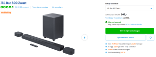 JBL Bar 800 soundbar voor €549 bij CoolBlue