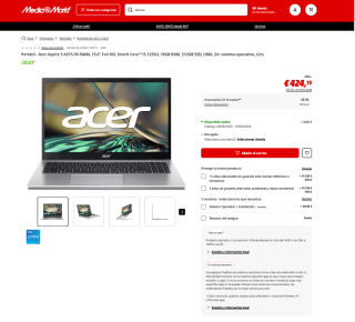 Portatil Acer Aspire 3 A315-59-504M 15.6a Full HD por 424,15€