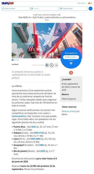 Vuelos directos a Latinoamérica desde 462€.