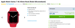 Apple Watch Series 7 - 45 mm - 4G - GPS - Rood voor €471,95 bij Belsimpel