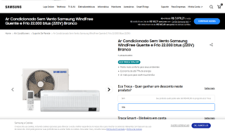 Ar-condicionado da Samsung, modelo WindFree - Quente e Frio - R$ 3.979,21
