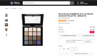 Paleta de sombras Nyx Professional Makeup Ultimate por $15.190