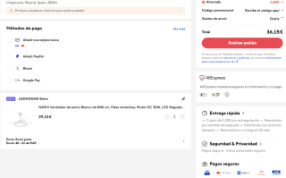 Ventilador NARVI de techo Blanco de Ø40 cm Palas retráctiles Motor DC 30W LED Regulable y Memoria con mando 8941-40 WH por 36,15€