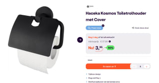 Haceka toiletrolhouder Kosmos met klep mat zwart voor €3,95 bij Ibood