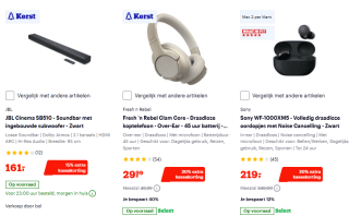 Tot 20% kassakorting op koptelefoons en oortjes van bekende merken bij Bol