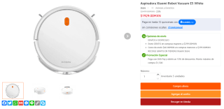 Aspiradora Xiaomi Robot Vacuum E5 por $1,379 en Xiaomi con KueskiPay