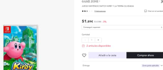 Kirby y la Tierra Olvidada Nintendo Switch por 35,17€.1
