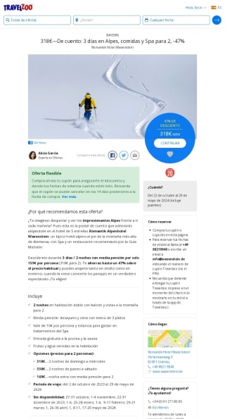 Alpes 3 días, comidas y Spa por 318€ para 2 personas.