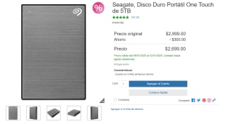 Disco Portátil Seagate One Touch 5TB por $2,699 | Descuento Costco
