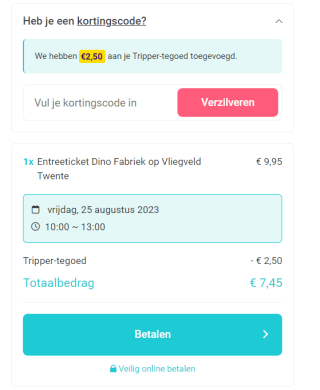€2,50 extra Tripper tegoed op je account