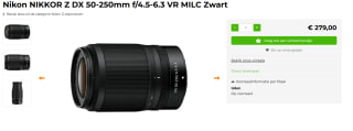 Nikon Nikkor Z DX 50-250mm f/4.5-6.3 voor €279 bij Fotodevakman