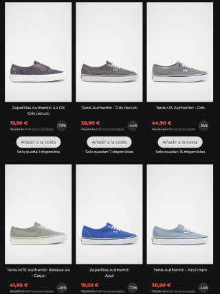 Rebajas hasta 80% descuento en ropa y calzado Vans