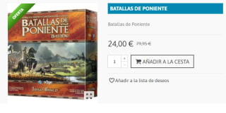 Juego de Mesa Batallas de Poniente por 24€