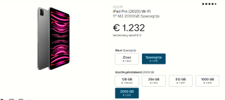 Apple iPad Pro (2022) - 11 inch - WiFi - 2TB - Spacegrijs voor €1232 bij Dustinhome