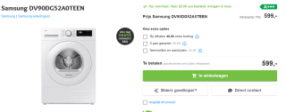 Samsung DV90DG52A0TEEN warmtepompdroger voor €599 bij bemmelenkroon