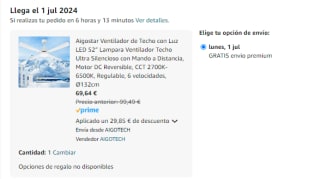 Aigostar Ventilador de Techo con Luz LED 52″ por 69,64€