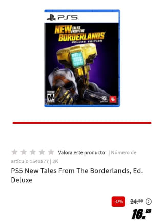 New tales from the Borderlands Deluxe Ed.PS5 por 14,04€.