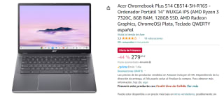 Ordenador Portatil Acer Chromebook Plus 514 CB514-3H-R81B AMD Ryzen 3 7320C/8GB/256GB SSD/14" por 279€