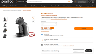 Cafeteira da Nescafe, modelo Dolce Gusto Mini Me - R$ 368,91