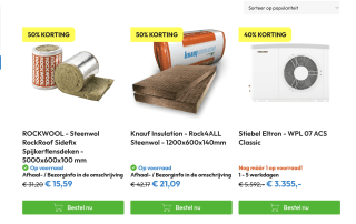 Tot 50% korting op Warmtepompen en Isolatiemateriaal