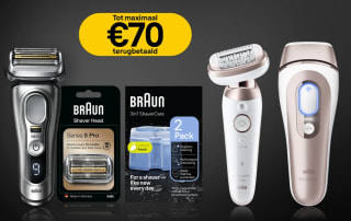 Tot €70,- cashback bij aankoop van geselecteerde artikelen bij Braun
