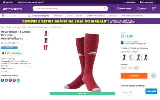 Meião Masculino, modelo Milano 16 da Adidas - R$ 19,99