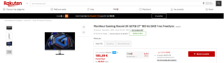 Écran 27" Xiaomi 2K G27Qi 180 Hz QHD 1ms IPS FreeSync à 185,39€