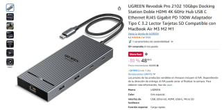 UGREEN Revodok Pro 2102 10Gbps Docking Station Doble HDMI 4K 60Hz por 48,99€