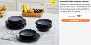 18-delige bordenset Matt Onyx Buccan voor €39,99 bij Actievandedag