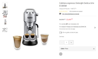Cafetera Espresso Delonghi Dedica Arte EC885M por $3,499 en Liverpool