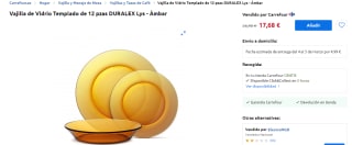 Vajilla Vidrio Templado DURALEX Lys 12 pzas color Verde o Ámbar por 17,68€