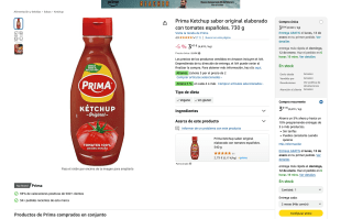 3 Botes de Ketchup Prima de los grandes (730g/bote) por 6,64€