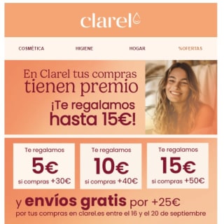 Hasta 15€ de descuento y envíos gratis en Clarel
