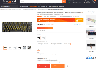 Teclado Gamer da Royal, modelo Kludge RK61 - R$ 159,93