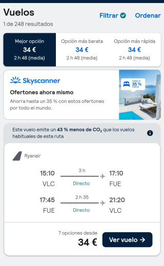 Fuerteventura Vuelos directos Ida y Vuelta por solo 34€