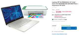 Laptop HP 14-DQ2502LA + Impresora 2375 por $7,999 en Coppel