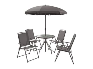 Set de cuatro sillas y mesa con sombrilla para jardín, terraza o balcón por 119,99€