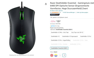 Razer DeathAdder Essential bedrade gamingmuis voor €29,85bij Amazon