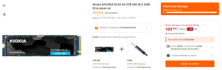 Disco Duro Kioxia EXCERIA PLUS G3 2TB SSD M.2 2280 PCIe Gen4 x4 por 95,99€