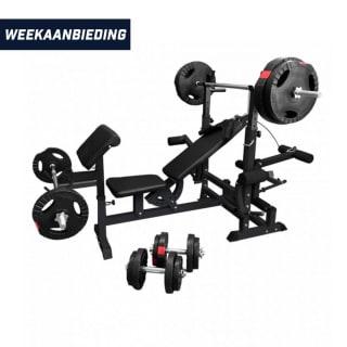 Universele Halterbank Met 100 kg Halterset Gripper Kunststof voor €476,96 dmv code bij Gorilla sports