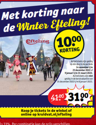 Tickets voor de Winter Efteling voor €31 bij Kruidvat.