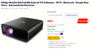 Philips NeoPix 520 Full HD Android TV 11 Beamer voor €255 bij Bol.com