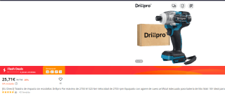 Taladro de impacto sin escobillas Drillpro Par máximo de 2700 W 520 Nm por 25,71€
