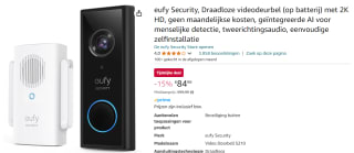 Eufy Security, Draadloze videodeurbel (op batterij) met 2K HD voor €84,99 bij Amazon
