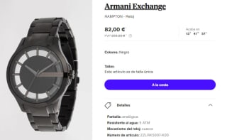 Reloj de Hombre Armani Exchange HAMPTON por 82€