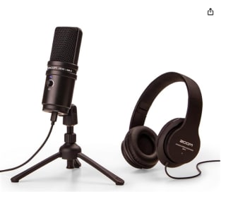 Kit Podcast USB con Micrófono USB/Cable/Auriculares/Trípode por 50.1€