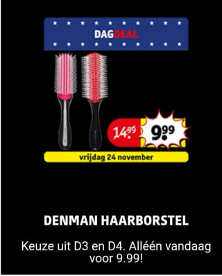 Denman haarborstel, D3 en D4 voor €9,99. Alleen vandaag bij Kruidvat