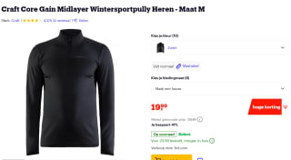 Craft CORE Gain midlayer shirt voor €19,99 bij Bol.com