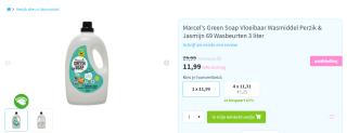 Marcel's Green Soap Wasmiddel kleur perzik & jasmijn (3000ml) voor €11,99 bij Plein